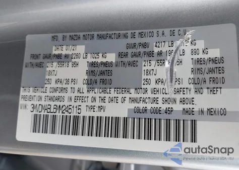 2021 Mazda Cx-30 Select z USA, uszkodzony, nr VIN 3MVDMABL6MM245115